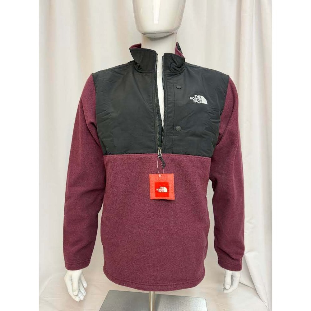 The North Face Men 200WT Quarter Zip Fleece Pullover Burgundy Black L NWT